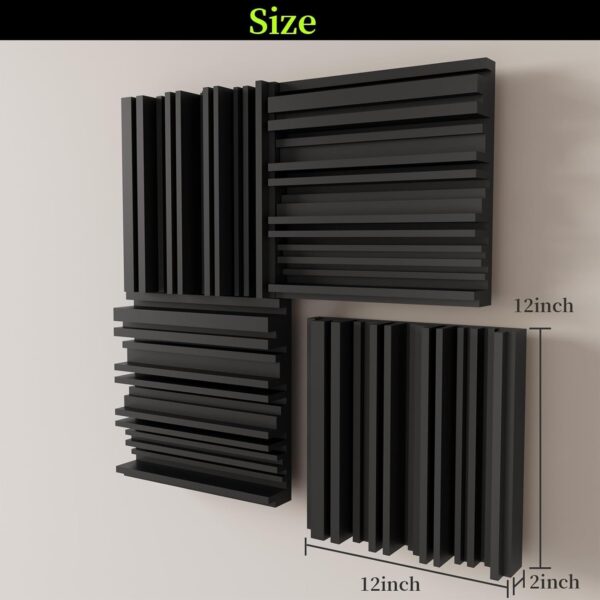 Sound Proof Foam Panels for Walls w/Self-Adhesive, Quick-Recovery Acoustic Panels Sound Absorbing, Sound Proofing Panels for Recording Studio, Home, Office (12pack, 12"x12"x2", 3D Grooves)