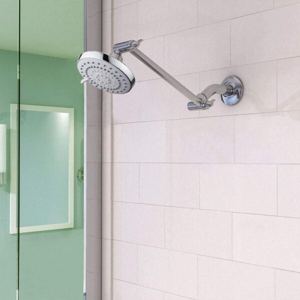 61eULrTCj8L._AC_SL1001_.jpg HarJue High Pressure Shower Head with 11 IN Adjustable Arm, Rainfall with Shower Arm-Make Water Flow Down Vertically for Better Bathing Experience(5 In, Chrome)