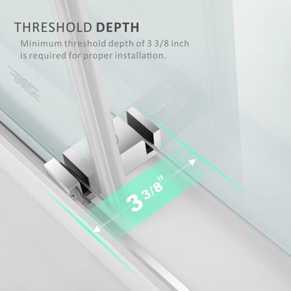 Brushed Nickel Frameless Double Sliding Shower Door 56-60'' W x 62'' H,Glass Door for Bathtub with 3/8" (10mm) Clear SGCC Tempered Glass,Stainless Steel Hardware