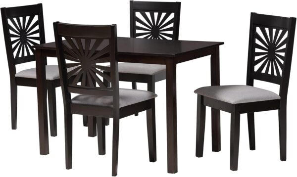 Baxton Studio Olympia Dining Set, 5-Piece, Grey/Espresso Brown