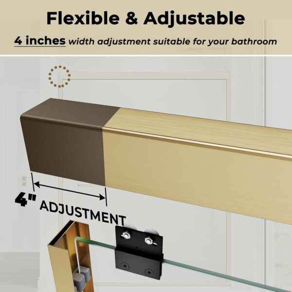 Shower Door 56 to 60'' W x 72'' H,Semi Frameless Double Sliding Shower Glass Door with 1/4" (6mm) Clear SGCC Tempered Glass,Stainless Steel, Easy to Clean,Gold.