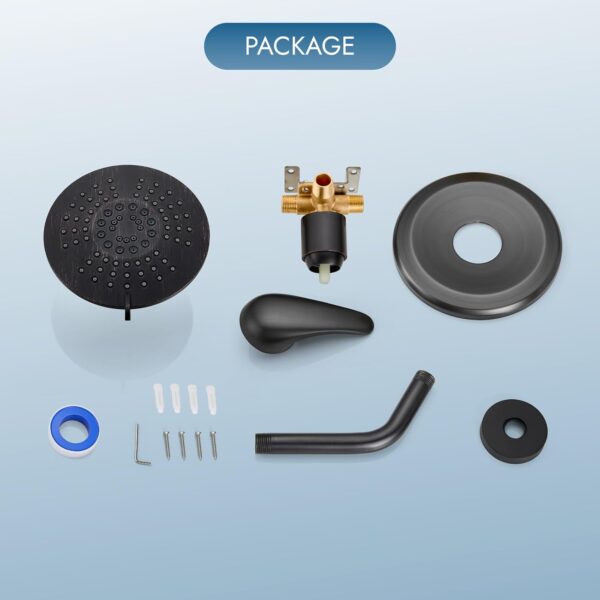 Bathtub Shower Faucet Set Wall Mounted 6 Inch 5-Spray Rainfall Shower Head with Rough-in Valve Single Handle Control Shower Trim Kit without Tub Spout, Oil Rubbed Bronze