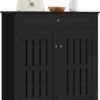 Yaheetech Coffee Bar Cabinet, Bathroom Cabinet with 1 Drawer & Adjustable Shelf, Kitchen Buffet Storage Cabinet for Home Office, Black