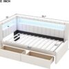 Merax Modern Upholstered Platform Bed Frame with USB Ports & Storage Drawers, Floor Sofa Day Bed, No Box Spring Needed/Easy Assemble/Twin,White