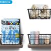 MaraFansie Hanging Kitchen Baskets Wire Storage Basket Over the Cabinet Door Organizer, No Drilling Adhesive Basket for Cabinet Pantry Organization and Kitchen, Bathroom, Storage, 2 Pack, Black