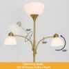 Floor Lamps for Living Room,Standing Lamp with Stepless Dimming, 3 Lights Adjustable Reading Lights, Morden Tall Lamps for Living Room, Bedroom, Office, Gold