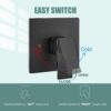 Bathtub Shower Faucet Set,6 Inch Square Shower Trim Kit Single Handle Shower System,Showerhead and Handle Set Male Thread Pressure Balance Valve,Without Tub Spout,Matte Black