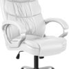 Homall Office Chair High Back Computer Desk Chair, PU Leather Adjustable Height Modern Executive Swivel Task with Padded Armrests and Lumbar Support (White)