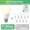 A19 LED Light Bulbs, 60 Watt Equivalent LED Bulbs, Soft White 2700K, 800 Lumens, E26 Standard Base, Non-Dimmable, 8.5W Warm White LED Bulbs for Bedroom Living Room, 3 Pack