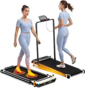 Versatile Walking Pad with Incline - Dual-Sided Under Desk Treadmill with Foot Massage,Portable Compact Treadmills with 330LBS Weight Capacity,2 in 1 Walking Treadmill for Home/Office-Classic