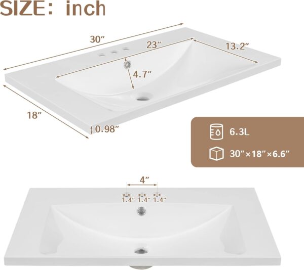 30" Bathroom Cabinet Vanities with Sink Set Combo, Storage Cabinet with Doors and Drawer, Solid Wood, Modern Style, White