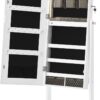 SONGMICS Mirror Jewelry Cabinet Standing Armoire Organizer, Jewelry Storage with Full-Length Frameless LED Lights, Built-in Makeup Mirror, 2 Drawers, Lockable, White UJJC023W01