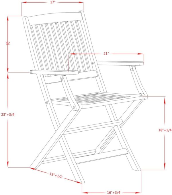 East West Furniture BCMCANA Beasley Patio Dining Folding Arm Chairs - Acacia Wood, Set of 2, Natural Oil