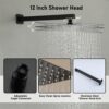 Bathroom Luxury Shower System Set 12 Inch Rainfall Shower Head System High Pressure Rainfall Shower Faucet in Matte Black Shower Head,Wall Mounted (12" 3-Function, Matte Black)