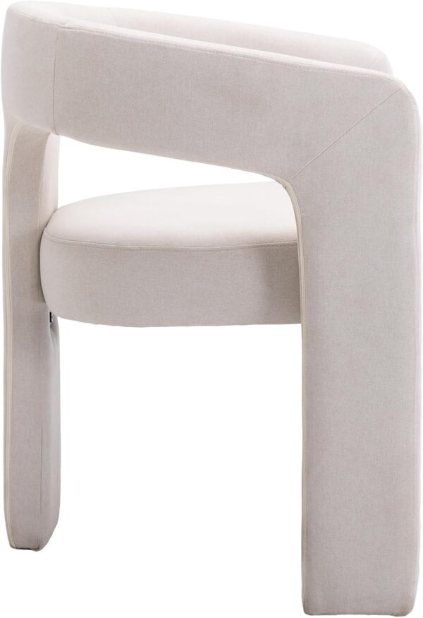 Modern Barrel Dining Chairs Set of 4, Upholstered Accent Kitchen Chair with Arms Comfy Linen Fabric Side Chair for Living Room/Home Office/Reception, Linen Cream