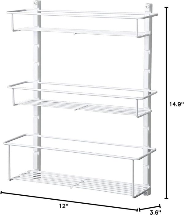 ClosetMaid Adjustable 3 Shelf Spice Rack Organizer Kitchen Pantry Storage for Cabinet Door or Wall Mount with Metal Shelves, White (2 Pack)