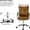 HULALA HOME Faux Leather Home Office Desk Chair, Adjustable Swivel Computer Chair with Sliver Legs and Arms, Comfy Upholstered Task Chair(Camel)