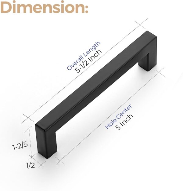 Ravinte 60 Pack 5 Inch Kitchen Square Cabinet Handles Matte Black Drawer Pulls for Cupboard Hardware