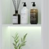 2-Tiers 12x24 Wall Niche with RGB LED Light Strips, White Shower Niche Cabinet, Stainless Steel Bathroom Shelf, NO Tile Needed Recessed Cubby Storage Organizer