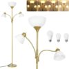 Floor Lamps for Living Room,Standing Lamp with Stepless Dimming, 3 Lights Adjustable Reading Lights, Morden Tall Lamps for Living Room, Bedroom, Office, Gold