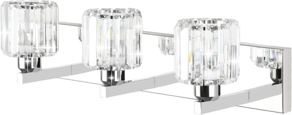 Aipsun Crystal Vanity Light Fixtures Modern Vanity Light for Bathroom Crystal Bathroom Lighting Fixture Wall Light Over Mirror 3 Lights(Not Include Bulb)