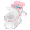 2-in-1 Toddler Potty Training Toilet - Larger Potty Chair & Detachable Training Seat for Boys & Girls Ages 1-3 with Flushing Sound, Wipes Storage, Toilet Paper Holder - Pink