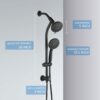 High Pressure 48-Settings Shower Head with Handheld Shower,Drill-Free 3-Way Diverter for Easy Reach,Adjustable Height Slide Bar Dual Shower Head Combo Set - Matte Black