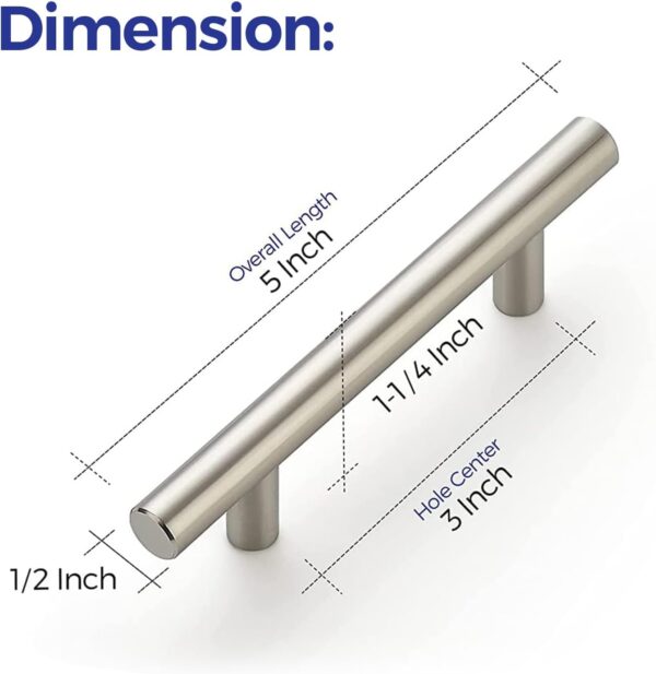 Ravinte 60 Pack 5" Cabinet Pulls Brushed Nickel Stainless Steel Kitchen Drawer Cupboard Pulls Cabinet Handles 5" Length with 3" Hole Center