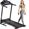 SereneLife Electric Folding Treadmill Exercise Machine - Smart Compact Digital Fitness Treadmill Workout Trainer w/Bluetooth App Sync, Manual Incline Adjustment, for Walking, Running, Gym