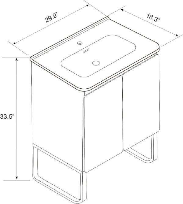 Dalia 30" Freestanding Bathroom Vanity with Overflow Sink One Piece Basin, Ample Storage Modern Design for Small Spaces, Minimalist Bathroom Cabinet