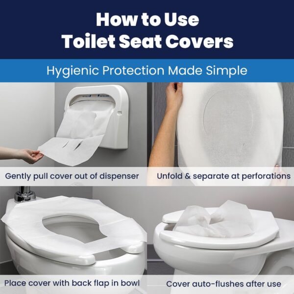 Hospeco Flushable Toilet Seat Covers - 1000 Pcs, 4 Packs of 250 - Disposable Paper Discreet Seats for Commercial Wall Dispenser, 16.75 x 14.25 Half-Fold, White
