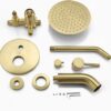sumerain Pressure Balance Shower and Tub Faucet Set Brushed Gold with Tub Spout, 8" Shower Head, High Flow