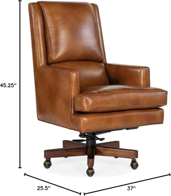 Hooker Furniture Leather Wright Executive Swivel Tilt Chair in Brown