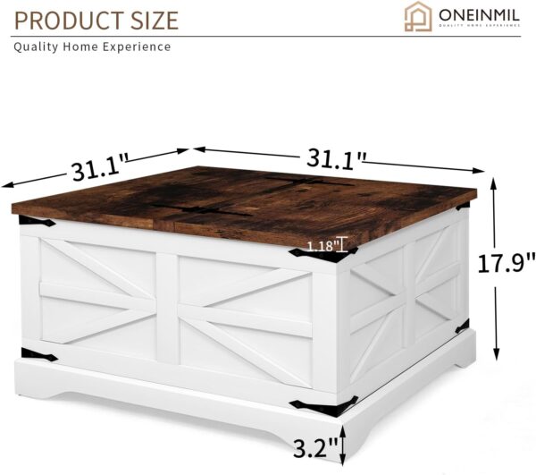 oneinmil 3-Piece Farmhouse Table Set Includes 31” Coffee Table and Side Tables with Storage Space, Retro Tables for Living Room, White