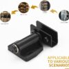 Stainless Steel Glass Door Hinge Double Head Magnetic Catch Closures with ABS Clamp Set for 5-7mm Glass Doors (1, Black)