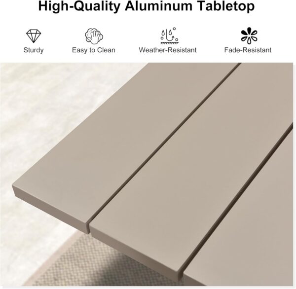 PURPLE LEAF 5 Pieces Outdoor Dining Set with Patio Aluminium Dining Table and Wicker Chairs Modern Furniture Cushions Sets for Backyard Indoor Decor Kitchen Champagne