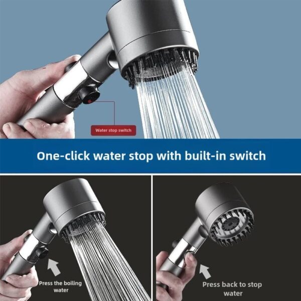 Ion Shower Drops Head Filtered Showerhead With Five Filters,Filtered Shower Head With Handheld,High Pressure Turbo Showerhead,Reusable,Adjustable Settings With Hose (1cover)