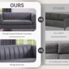Morden Fort Faux Leather Couch, 71" W Modern Faux Leather Office Sofa Easy to Clean with Highly Wear Resistant Seats and Metal Legs, 3 Seater Couches for Living Room Apartment Lounge Grey
