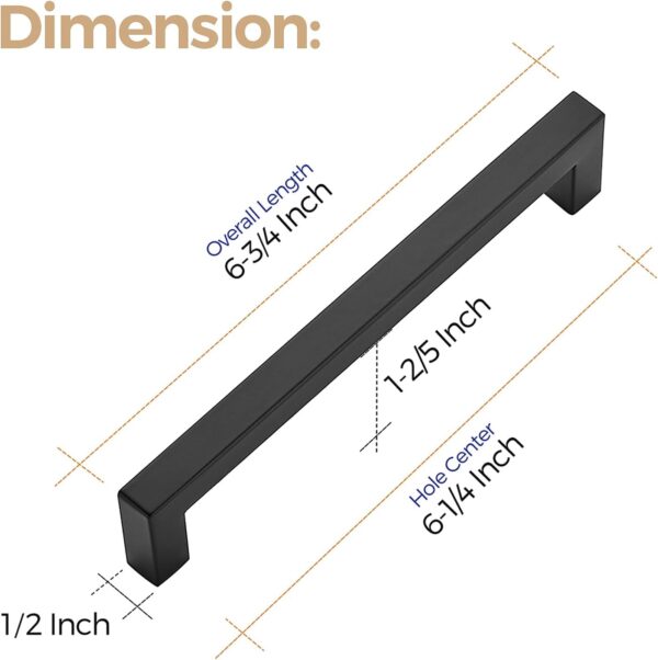 Ravinte 35 Pack 6-1/4 Inch Kitchen Square Cabinet Handles Matte Black Stainless Steel Drawer Pulls Hardware