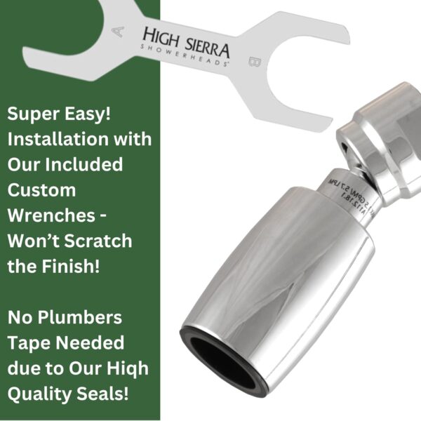 High Sierra Showerheads® - CLASSIC™ Solid Metal 1.8 GPM High Efficiency, Low Flow Shower Head, California Compliant - Polished Chrome Finish