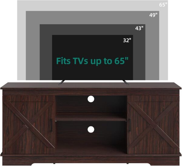 YITAHOME TV Stands for TV up to 65 Inch, Farmhouse Entertainment Center with Double Barn Doors & Storage Cabinets, Rustic TV Cabinet Media Console Table for Living Room, 59 Inches, Espresso