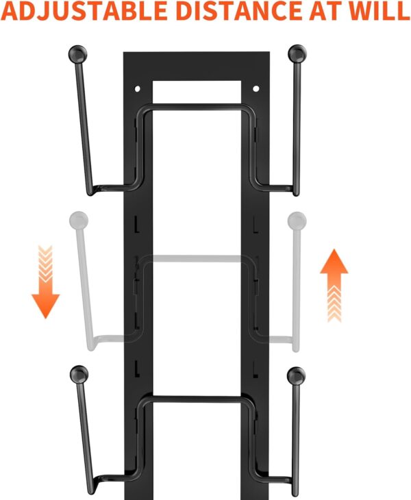 8 Layers of Adjustable Pot Lid Organizer Rack for Cabinet Door/Wall，2Pack Lid Organizer Pots and Pans Holder for Kitchen Storage with No Drilling Adhesive (Black)