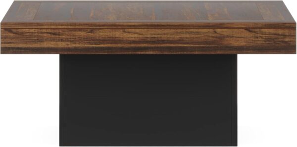 Tribesigns Coffee Table Square LED Coffee Table Engineered Wood Low Coffee Table for Living Room Rustic Brown & Black