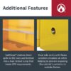 Justrite 60 Gallon Manual Close Flammable Storage Cabinet, 18 Gauge Steel, 2 Shelves, 2 Door Fire Cabinet, 65" x 34" x 34", Made in The USA, Yellow, 896000