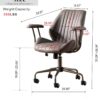 ovios Mid-Century Modern Home Office Chair, Suede Faux Leather Swivel Rolling Task Chairs with Padded Armrests, Comfy Mid-Back Computer Ergonomic Executive Armchair, Dark Grey