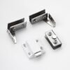 Stainless Steel Glass Door Hinge Double Head Magnetic Catch Closures with ABS Clamp Set for 5-7mm Glass Doors (1, White)