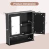 RELAX4LIFE Wall Bathroom Cabinet with Mirror - Wood Over The Toilet Storage Cabinet Space Saver w/2 Doors, Adjustable Shelf & Open Compartment, Modern Wall Mount Medicine Cabinet (Black)