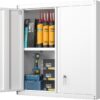 GREATMEET Metal Wall Cabinet, Metal Wall Cabinets for Garage, Wall Mount Cabinet with Lock, Upper Cabinets Wall Mounted, Hanging Utility Cabinet with Adjustable Shelf