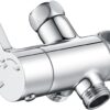 High Pressure All Metal 3 Way Shower Diverter Valve with Hand Shower Holder, G1/2 Shower Head Splitter, Shower Arm Diverter, Bathroom Universal Shower System Replacement Part (Chrome)