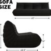 Big Bean Bag Chairs for Adults, 3 Seater Large Bean Bag Chair Sofa, Fireside Chair Lazy Sofa Chair with High Density Comfortable Foam, Modern Bean Bag for Living Room, Bedroom, Office (Black)
